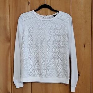 Ann Taylor Lace Beige Long Sleeve Top Small